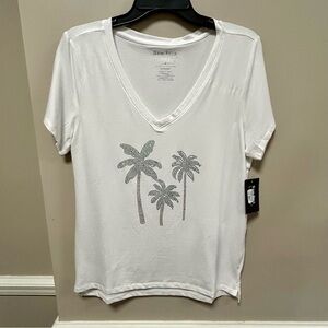 White Palm Tree Graphic Tee Sz S New York Laundry NWT